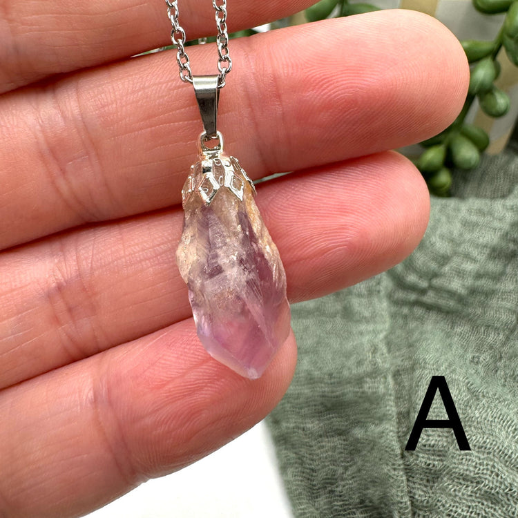 Raw Amethyst Necklace - Silver