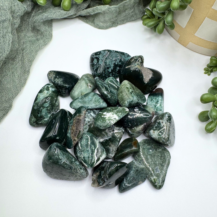 *IMPERFECT* Moss Agate Tumble - Sus Stew Batch
