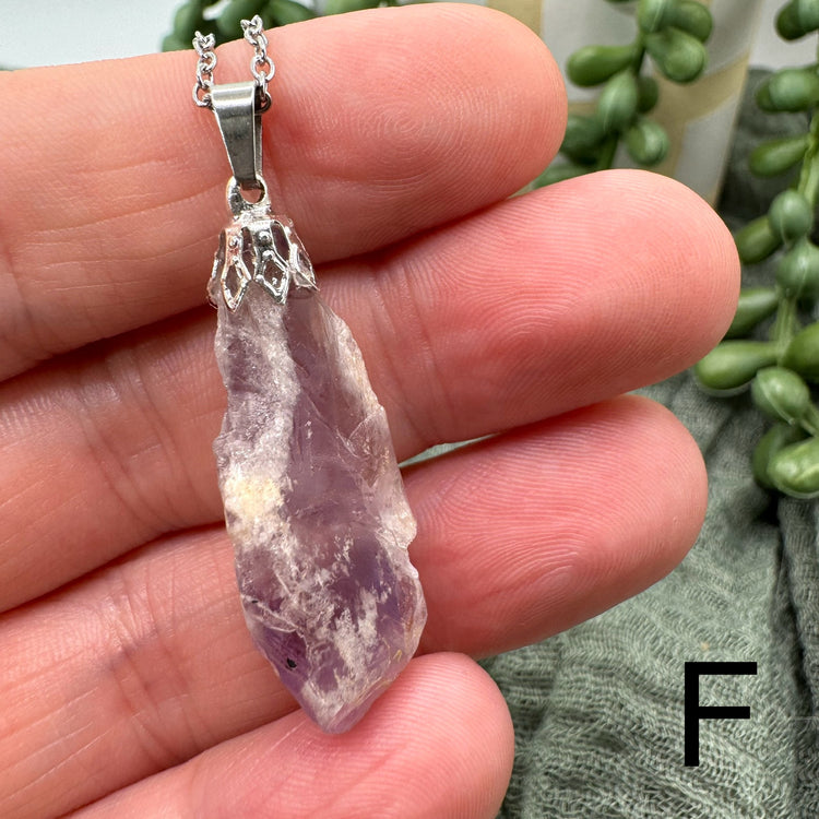 Raw Amethyst Necklace - Silver