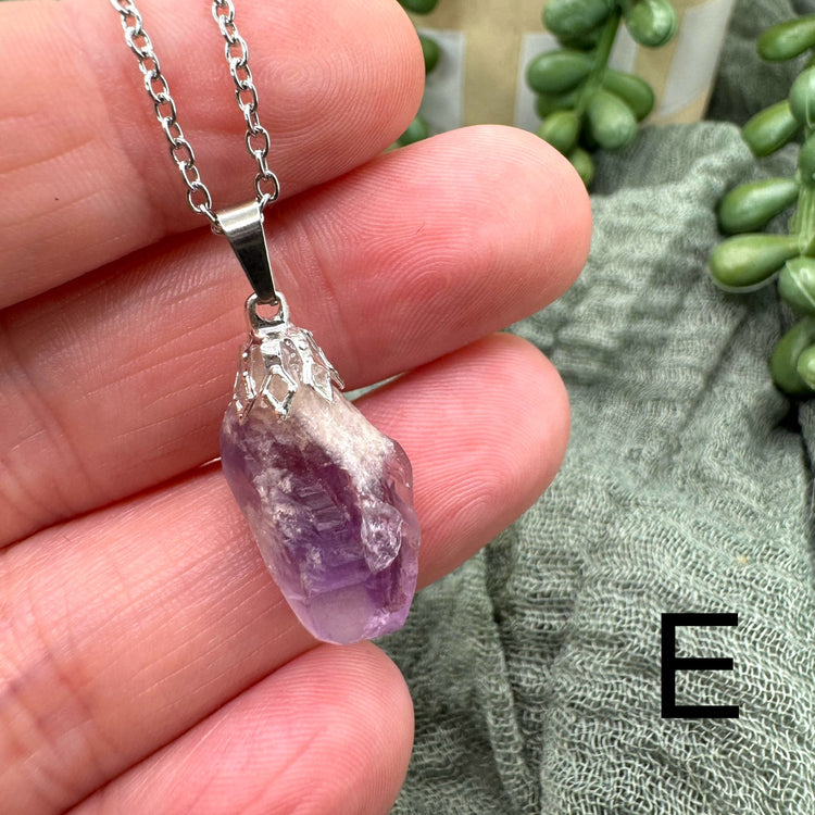 Raw Amethyst Necklace - Silver