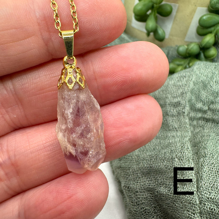 Raw Amethyst Necklace - Gold