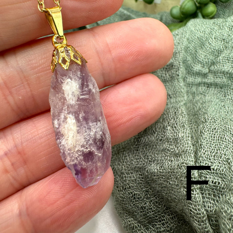 Raw Amethyst Necklace - Gold