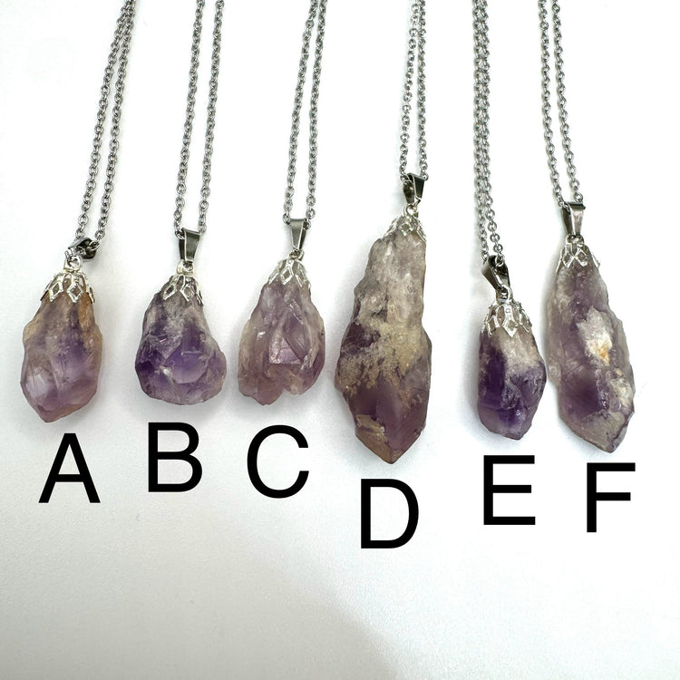 Raw Amethyst Necklace - Silver