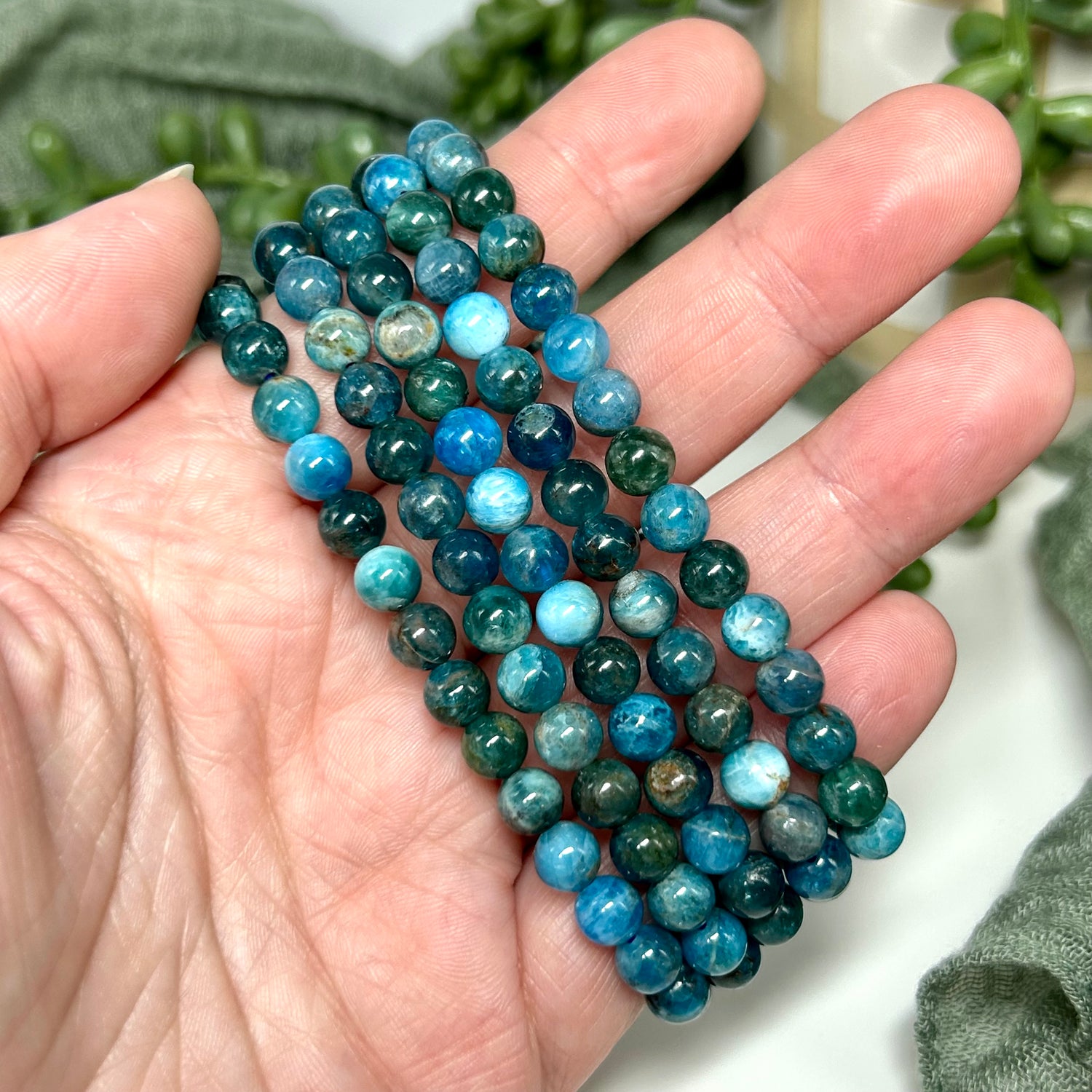 Blue Apatite Beaded Bracelet – Moonrise Rocks