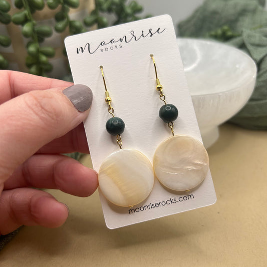 India Agate & Mother of Pearl Earrings