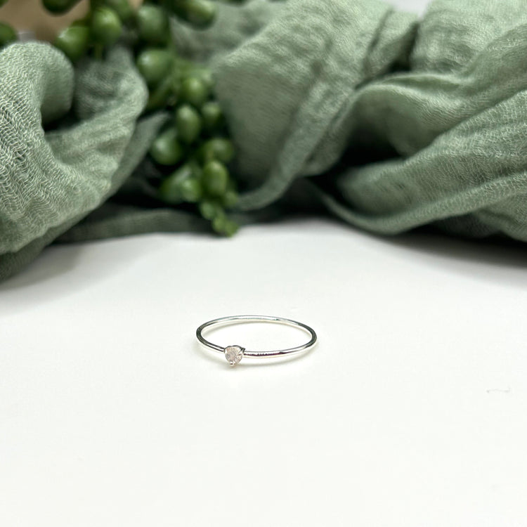 Rose Quartz Solitaire Ring - Silver