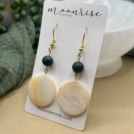 India Agate & Mother of Pearl Earrings
